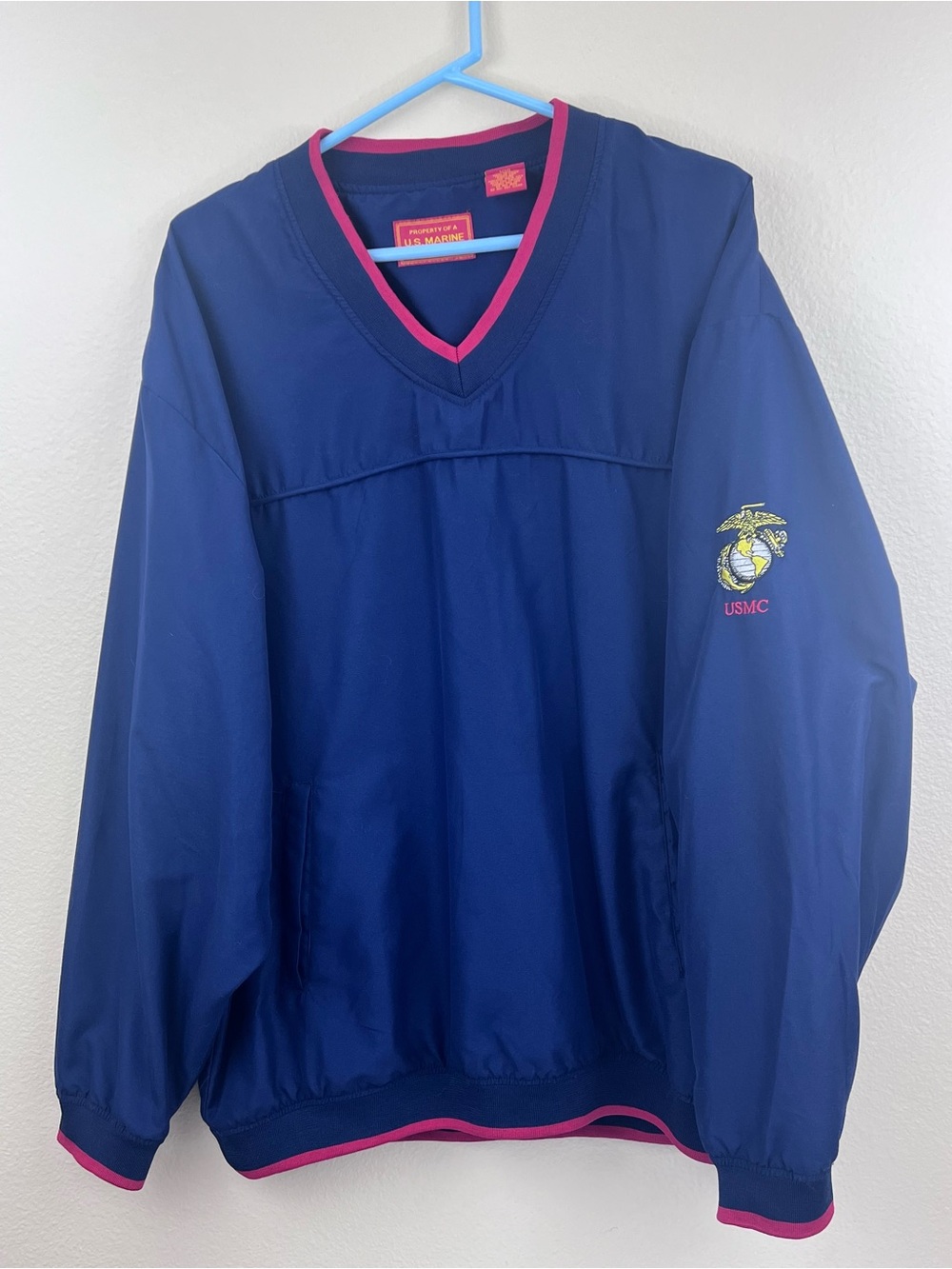 United States Marine Corps Navy Pullover Jacket Size XXL Embroidered Red Trim